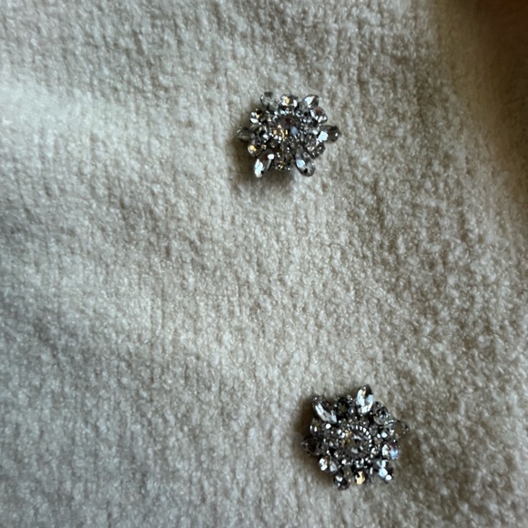 NWT Express Double Breasted Sweater‎ Blazer Cream Rhinestone Women's Sz M Glam - Picture 4 of 10